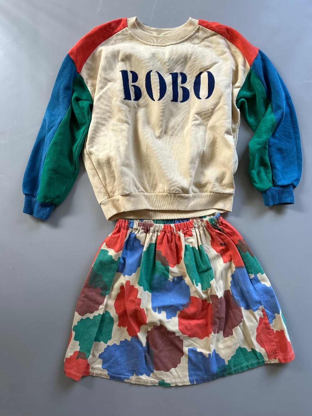 BOBO CHOSES Girls Skirt Organic Cotton Sweatsuit Set 10-11Y